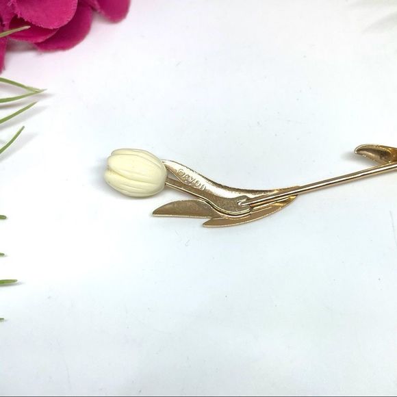VINTAGE⚜️RARE AVON Porcelain Tulip Floral Lapel Pin - Picture 7 of 9